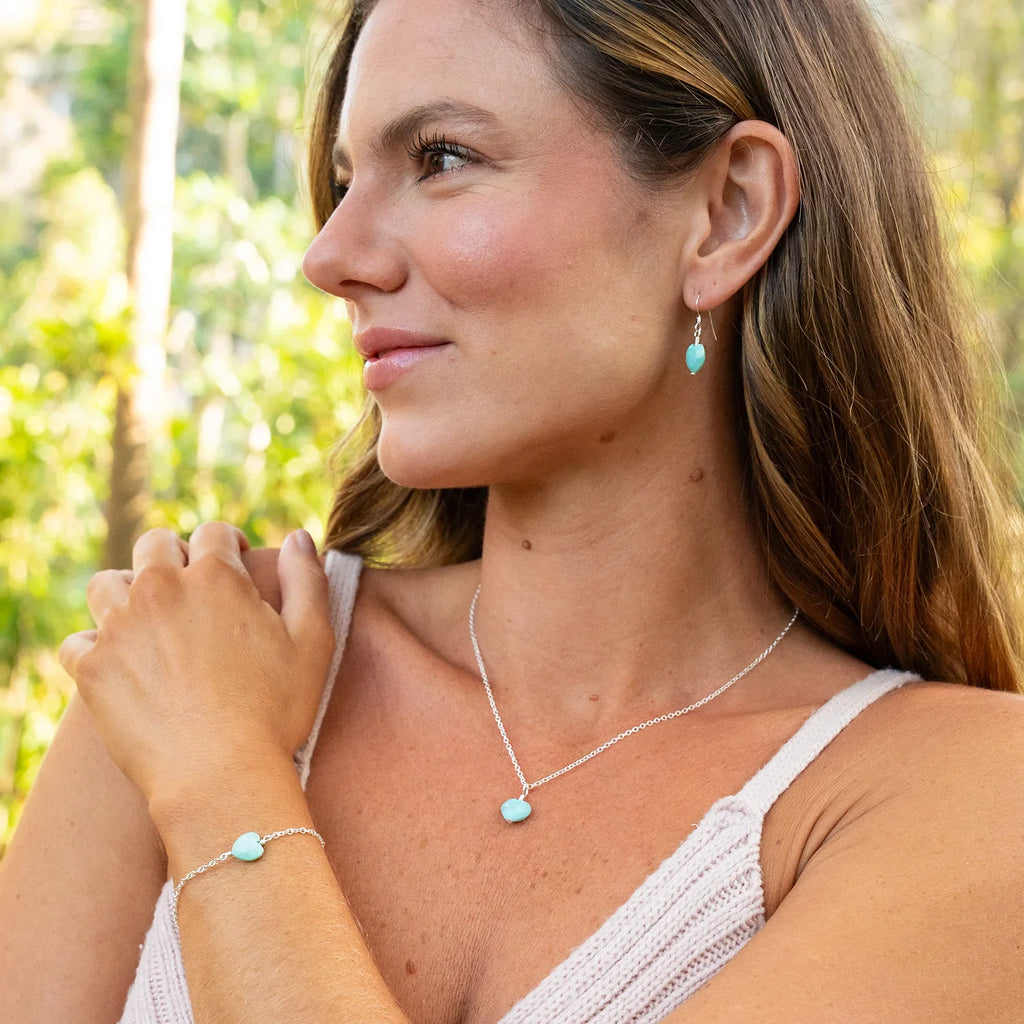 Turquoise Crystal Heart Jewellery Set