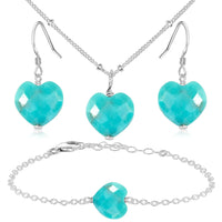 Turquoise Crystal Heart Jewellery Set