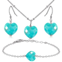 Turquoise Crystal Heart Jewellery Set