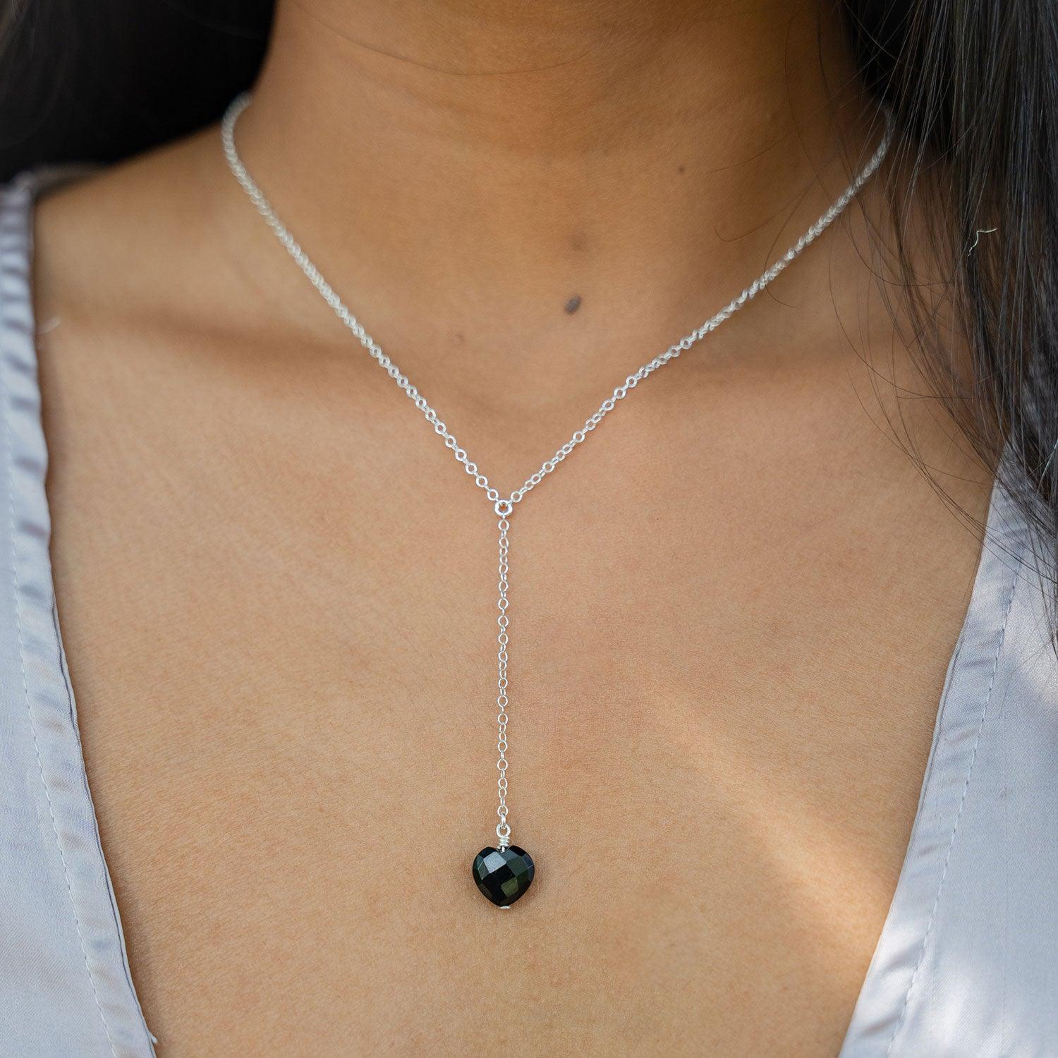 Black Onyx Necklace, Sterling Silver Necklace, Onyx Necklace, Faceted selling Onyx Necklace, Silver Necklace, Long Silver Necklace, Black Y-Necklace