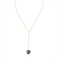 Pyrite Crystal Heart Lariat Necklace