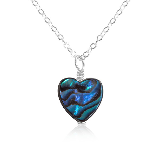 Abalone Shell Heart Pendant Necklace - Abalone Shell Heart Pendant Necklace - Sterling Silver / Cable - Luna Tide Handmade Crystal Jewellery