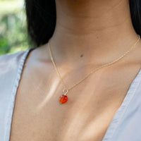 Carnelian Crystal Heart Pendant Necklace - Carnelian Crystal Heart Pendant Necklace - 14k Gold Fill / Cable - Luna Tide Handmade Crystal Jewellery