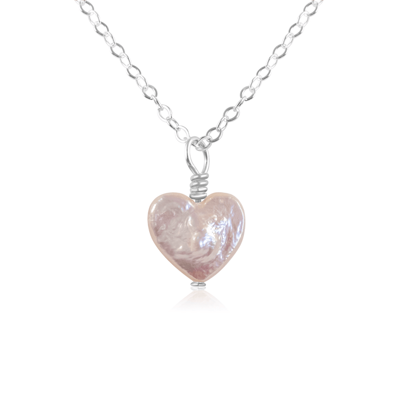 Freshwater Pearl Heart Pendant Necklace - Freshwater Pearl Heart Pendant Necklace - Sterling Silver / Cable - Luna Tide Handmade Crystal Jewellery