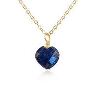 Lapis Lazuli Crystal Heart Pendant Necklace - Lapis Lazuli Crystal Heart Pendant Necklace - 14k Gold Fill / Cable - Luna Tide Handmade Crystal Jewellery