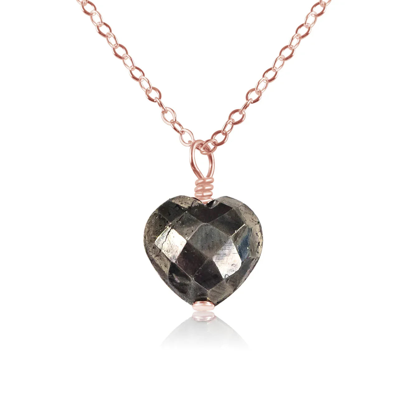 Pyrite Crystal Heart Pendant Necklace