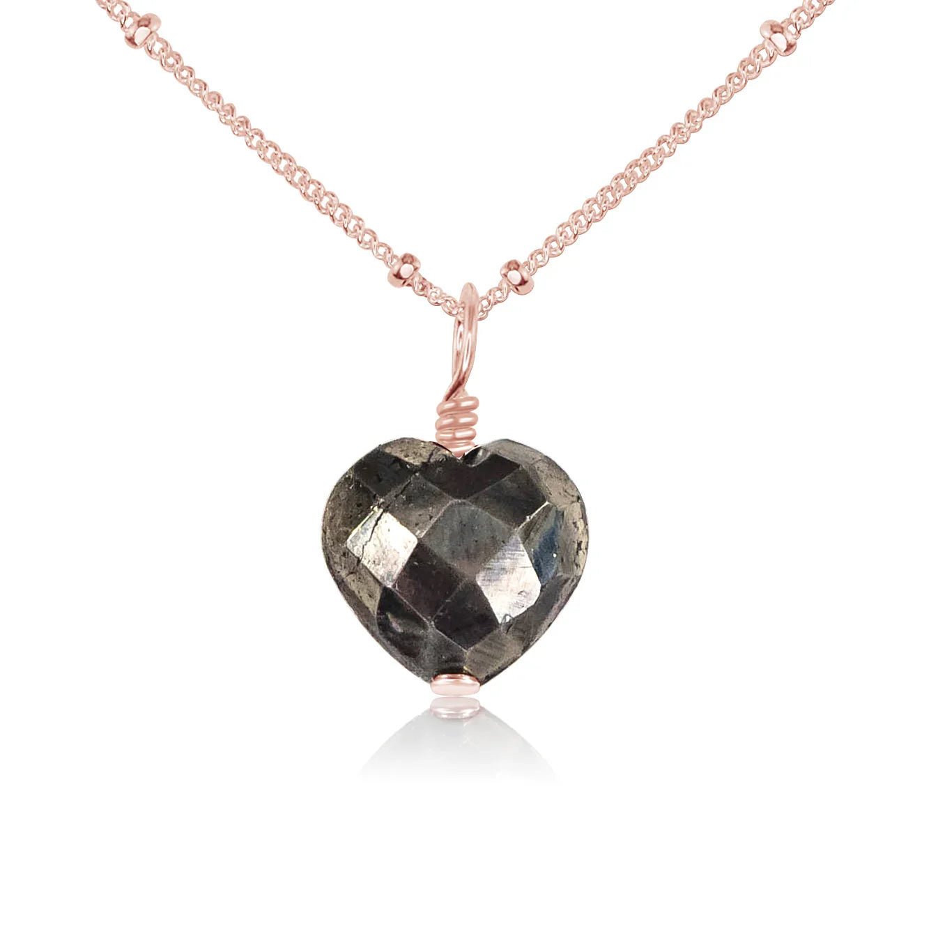 Pyrite Crystal Heart Pendant Necklace