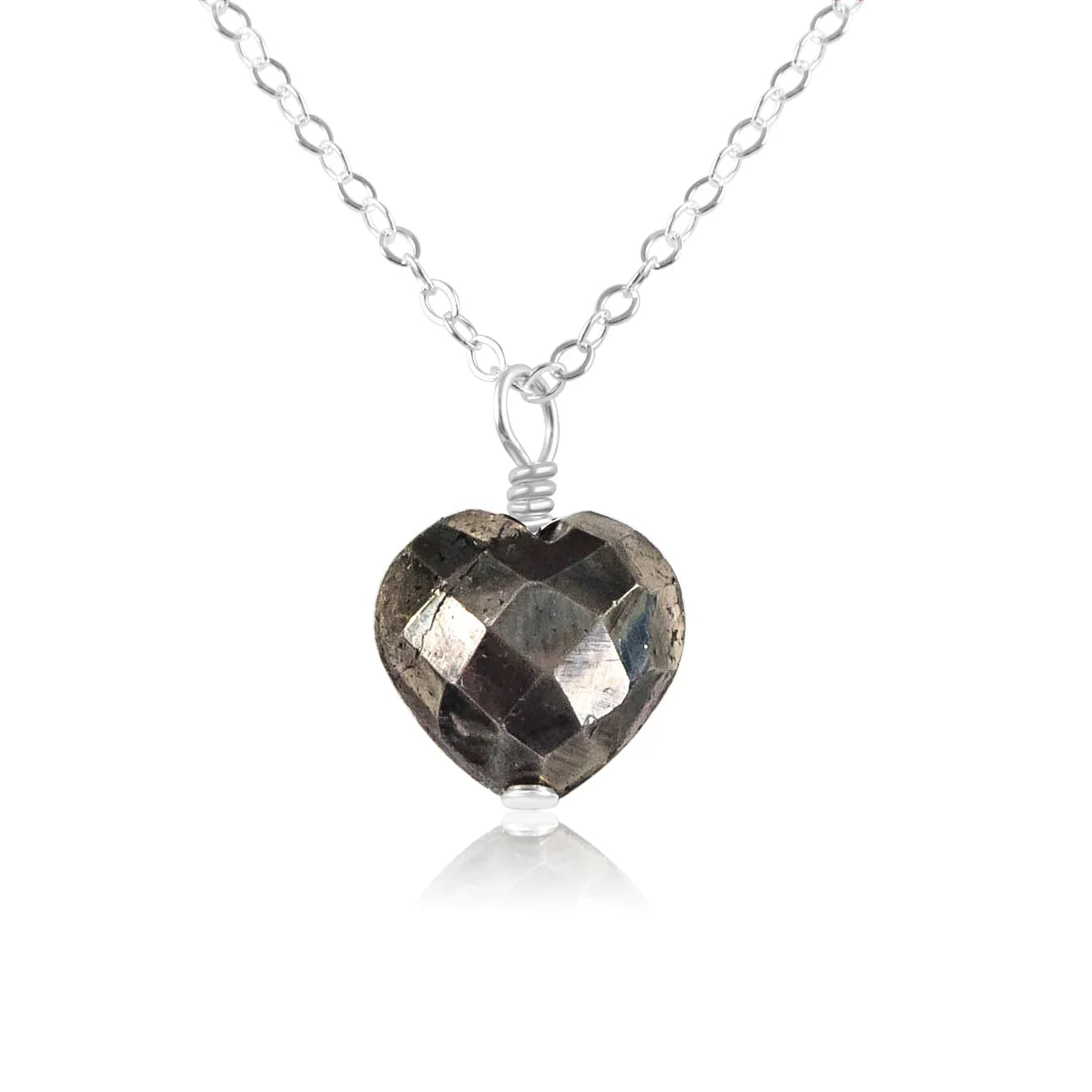 Pyrite Crystal Heart Pendant Necklace