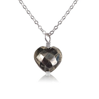 Pyrite Crystal Heart Pendant Necklace