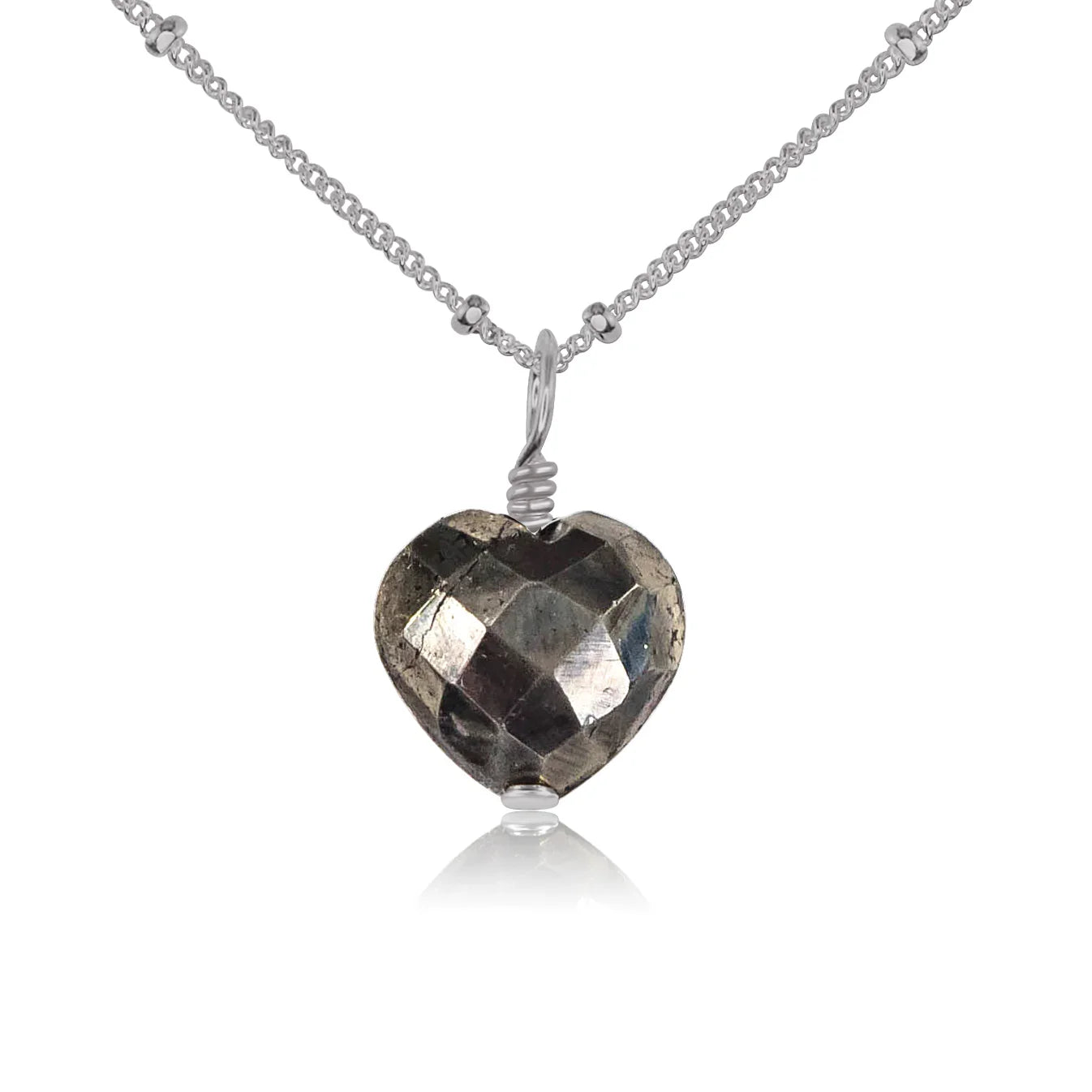 Pyrite Crystal Heart Pendant Necklace