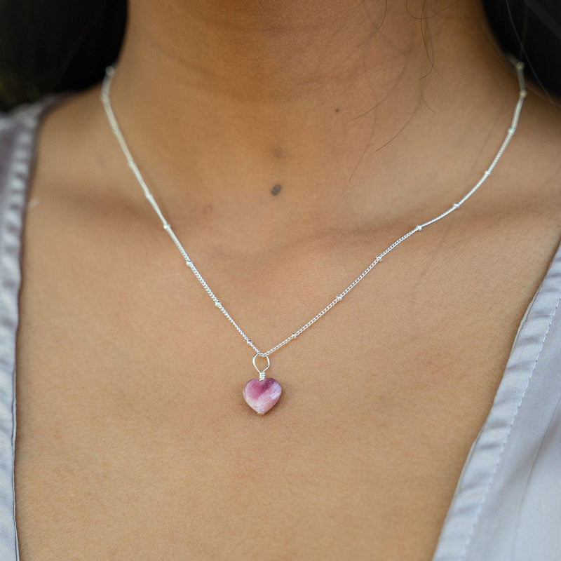 Ruby Crystal Heart Pendant Necklace - Ruby Crystal Heart Pendant Necklace - 14k Gold Fill / Cable - Luna Tide Handmade Crystal Jewellery