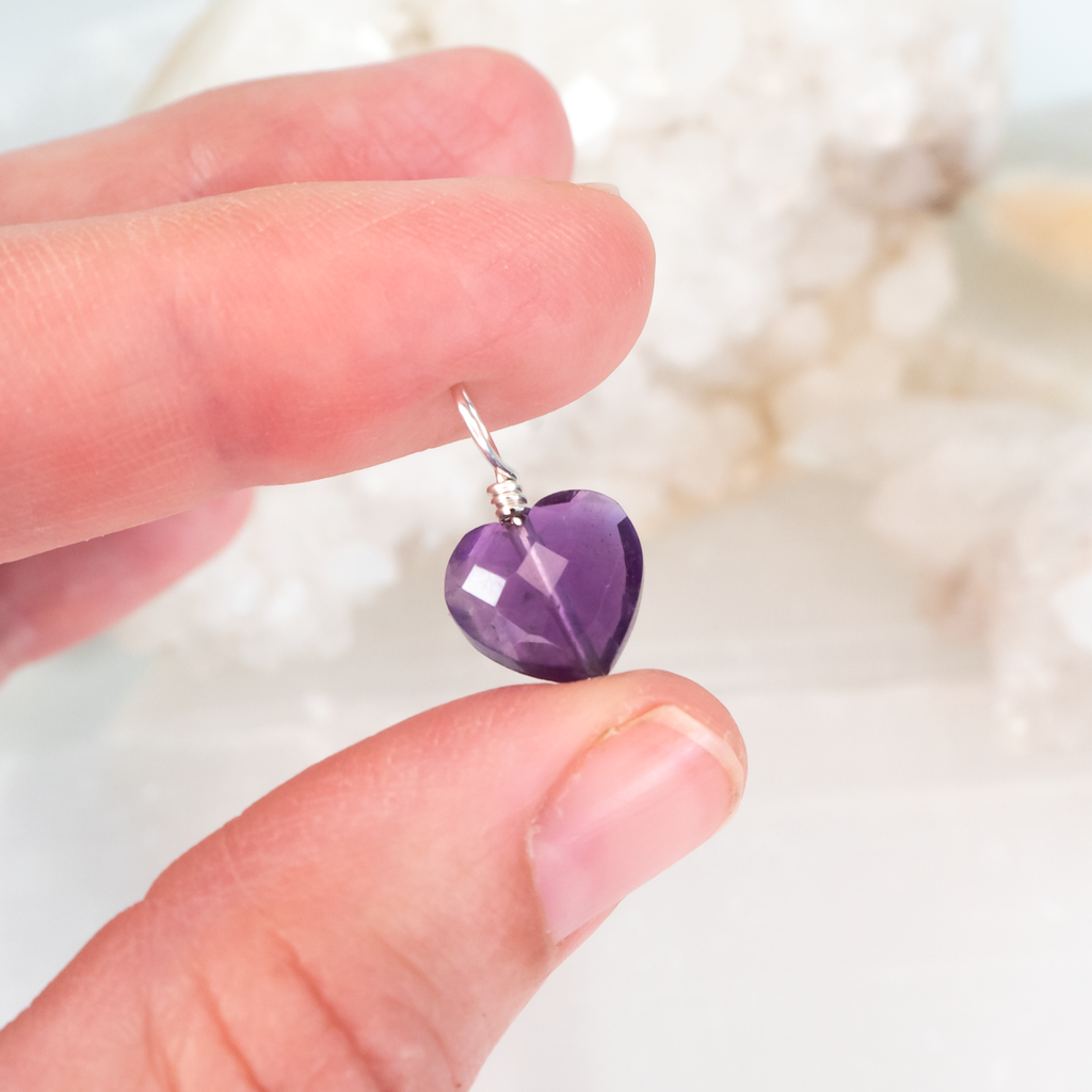 Amethyst Crystal Heart Pendant
