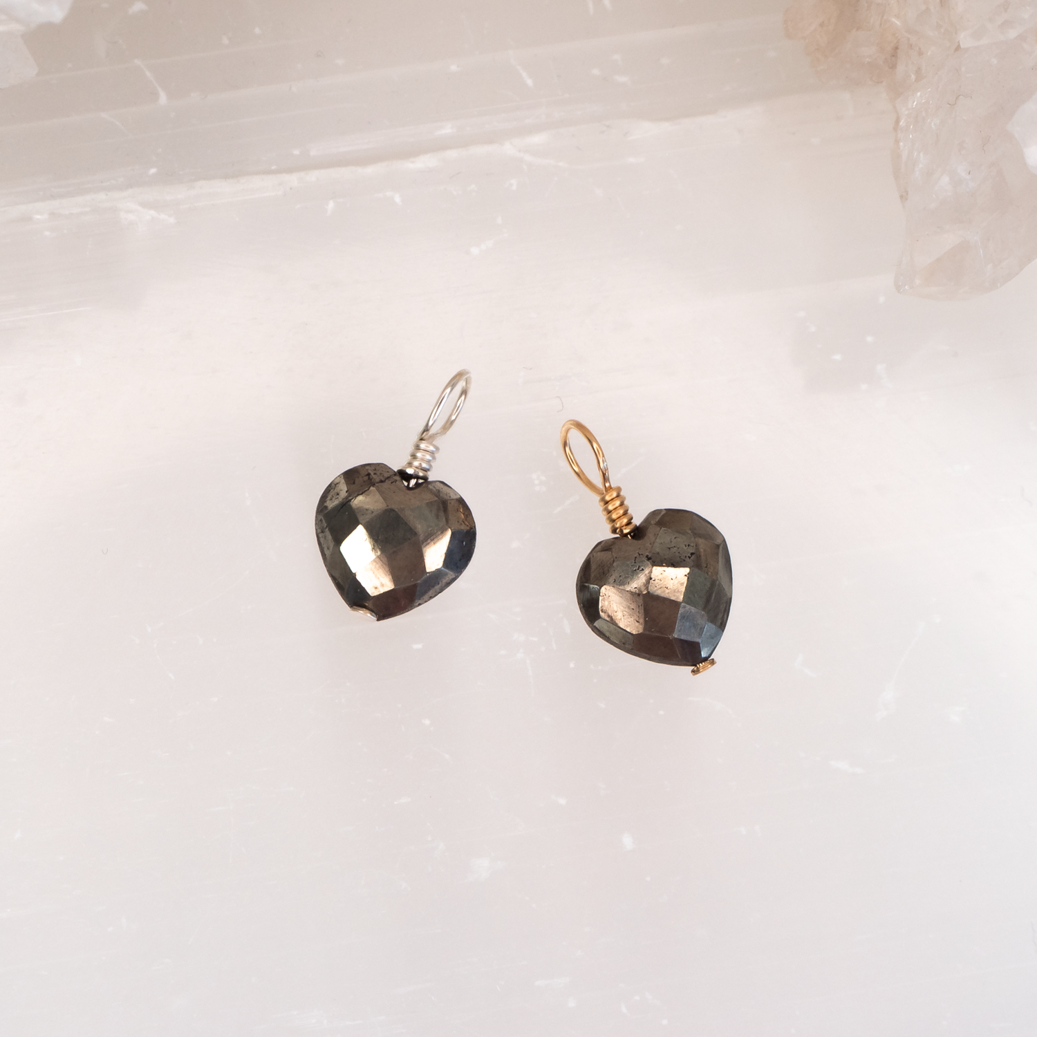 Pyrite Crystal Heart Pendant