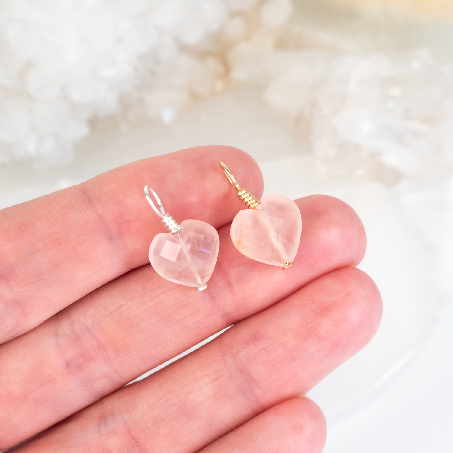 Rose Quartz Crystal Heart Pendant