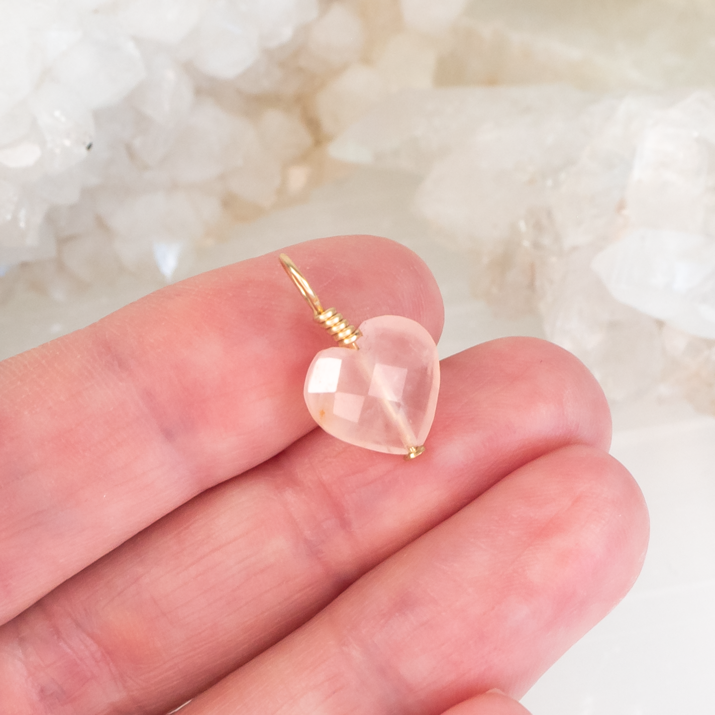Rose Quartz Crystal Heart Pendant