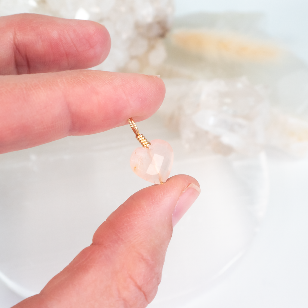 Rose Quartz Crystal Heart Pendant