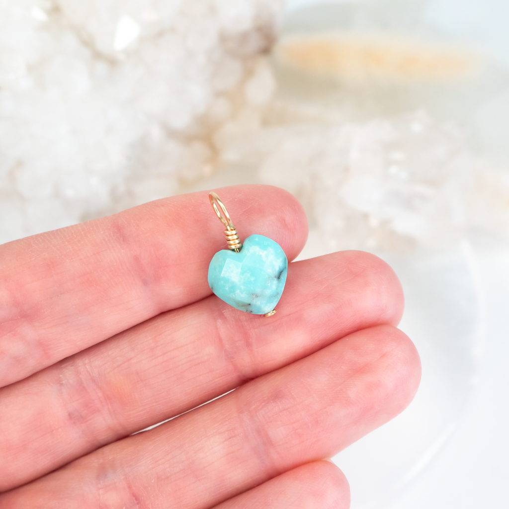 Turquoise Crystal Heart Pendant