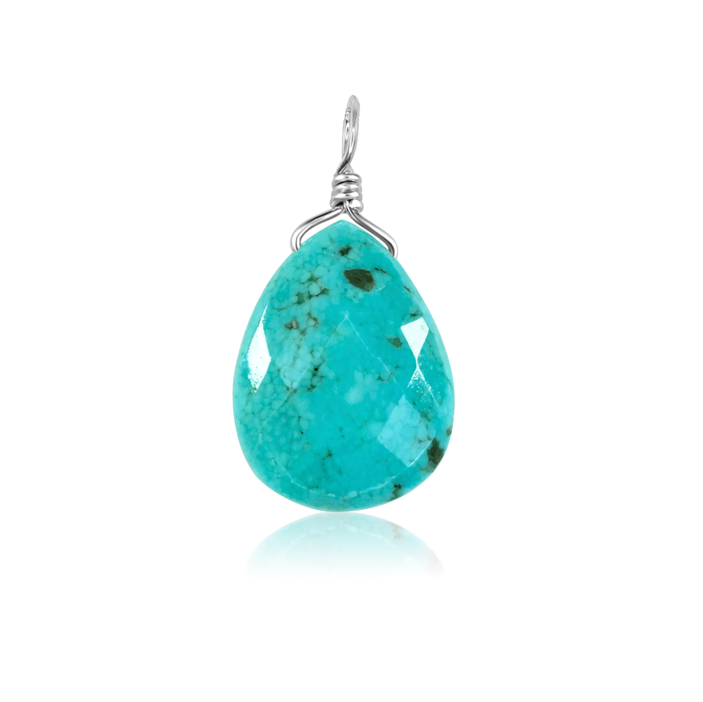 Large Turquoise Faceted Pear Crystal Pendant