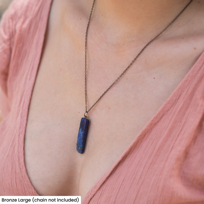 Raw Polished Natural Lapis Lazuli Crystal Slice Point Pendant