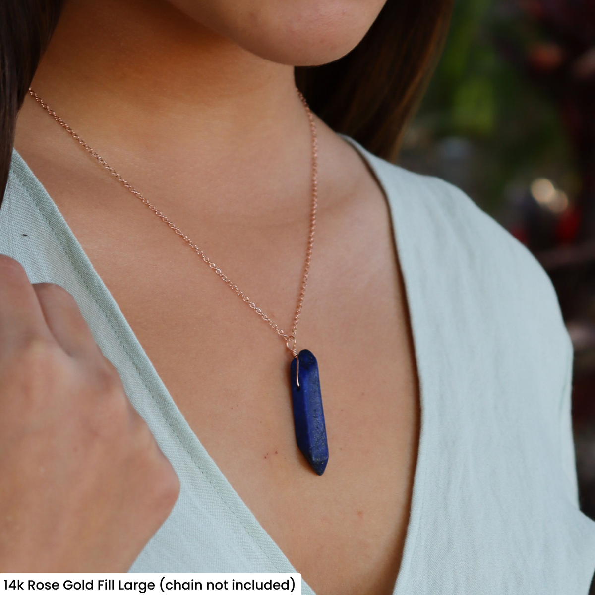 Raw Polished Natural Lapis Lazuli Crystal Slice Point Pendant