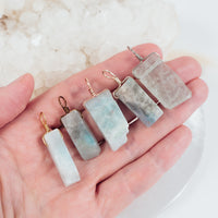 Raw Natural Aquamarine Crystal Slice Point Pendant