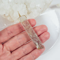 Raw Polished Natural Prehnite Crystal Slice Point Pendant