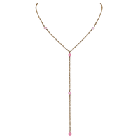 Bronze Pink Peruvian Opal Dainty Crystal Lariat Necklace