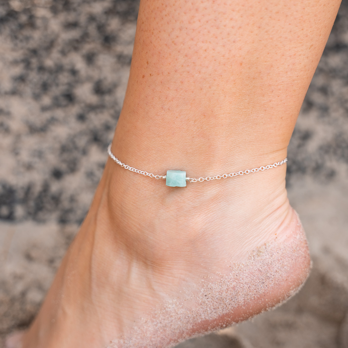 Raw Amazonite Crystal Nugget Anklet