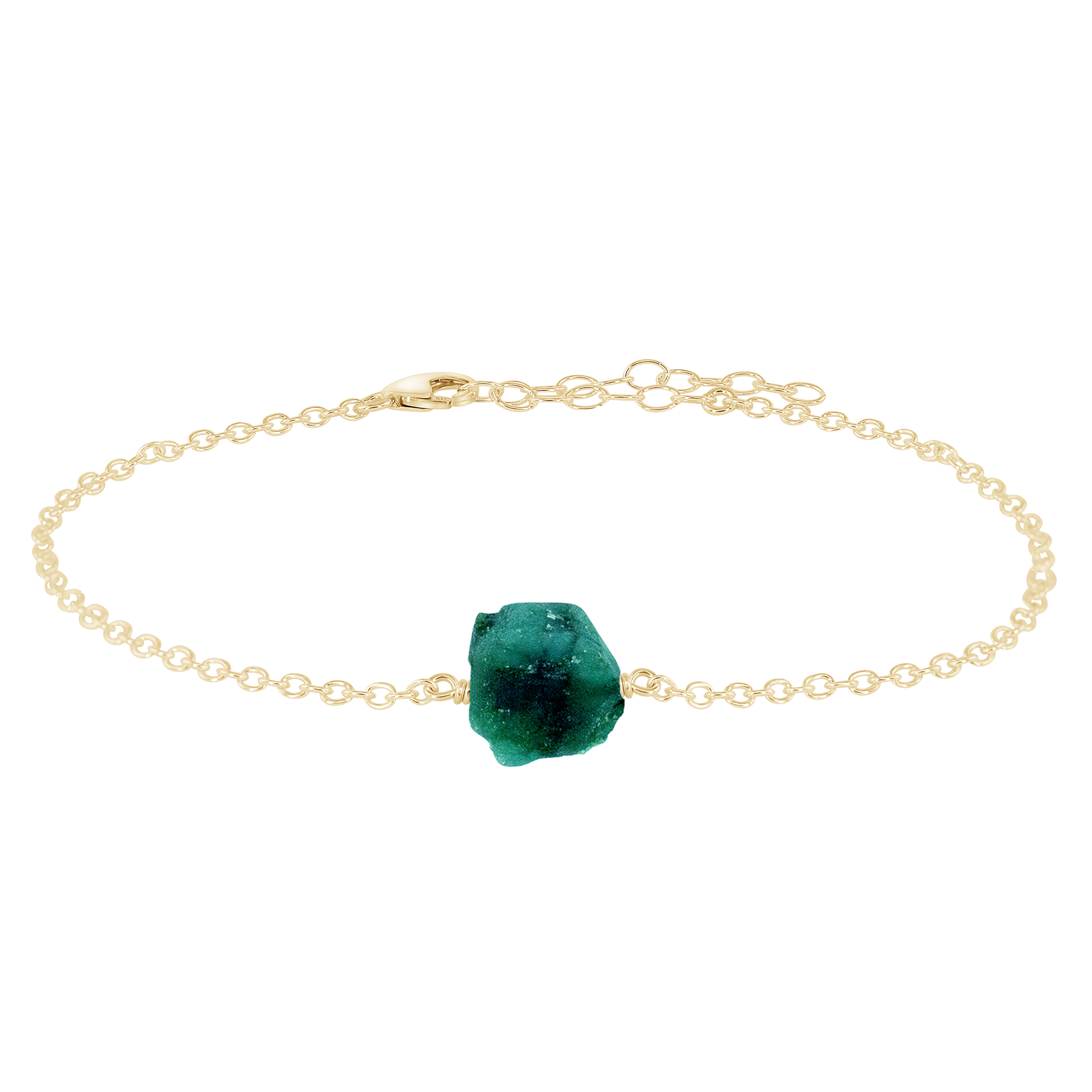 Raw Emerald Crystal Nugget Anklet