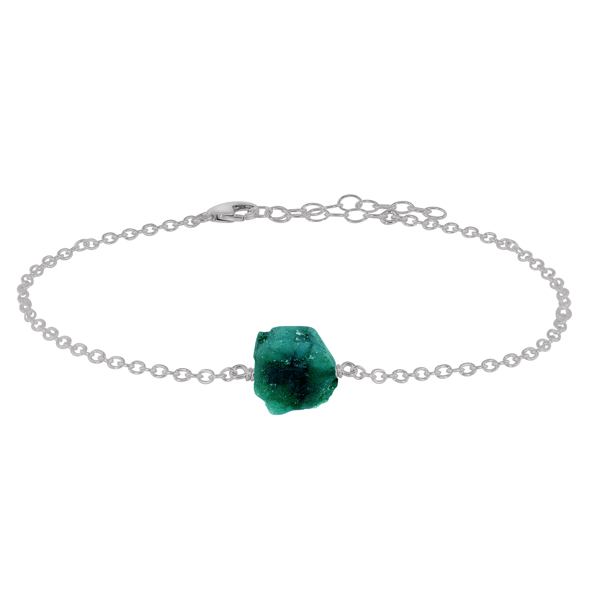 Raw Emerald Crystal Nugget Anklet