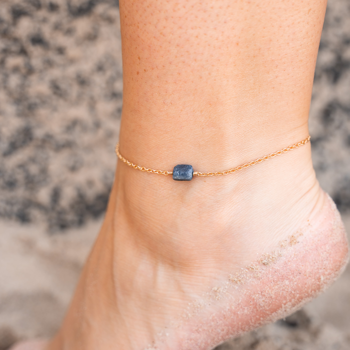 Raw Sapphire Crystal Nugget Anklet