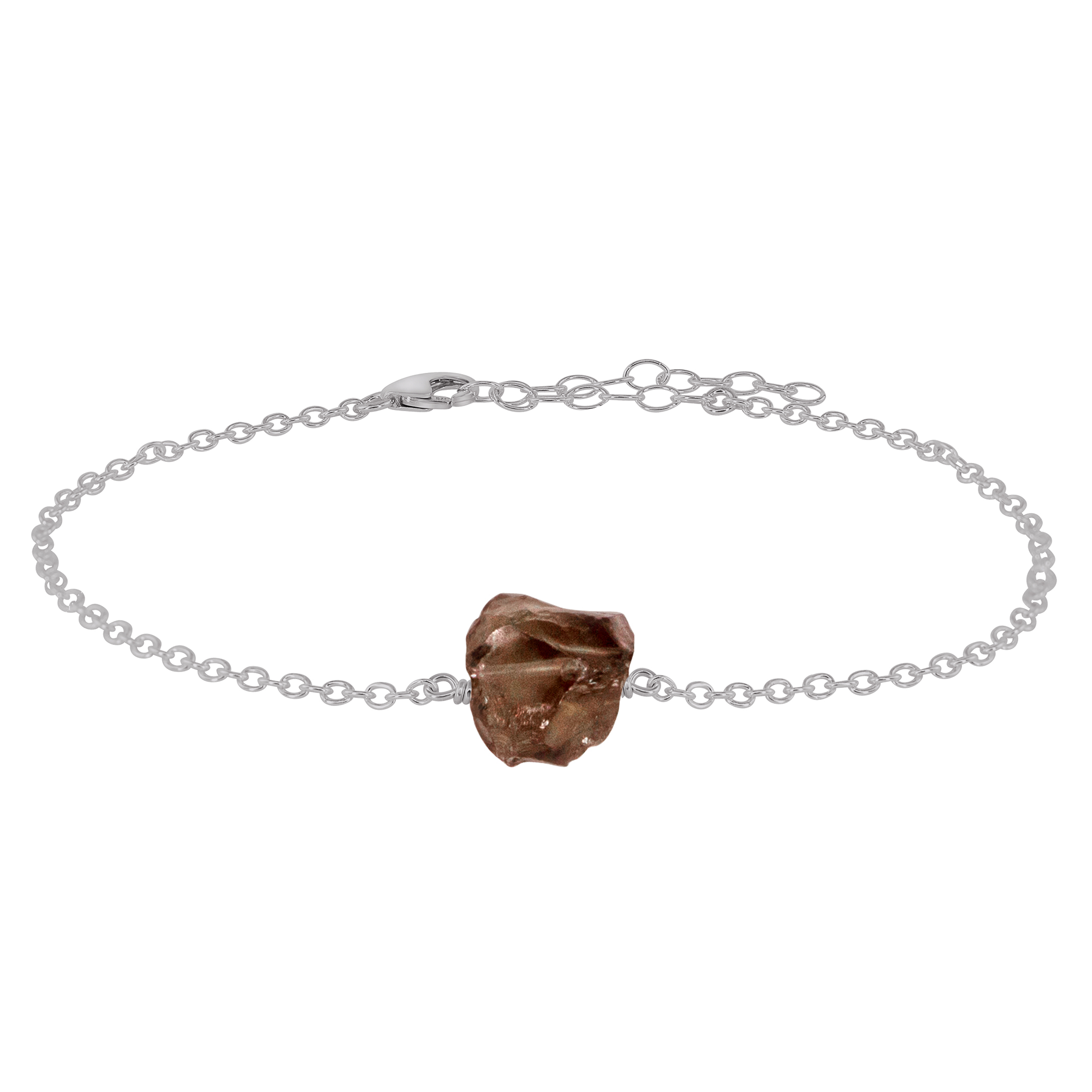 Raw Smoky Quartz Crystal Nugget Anklet
