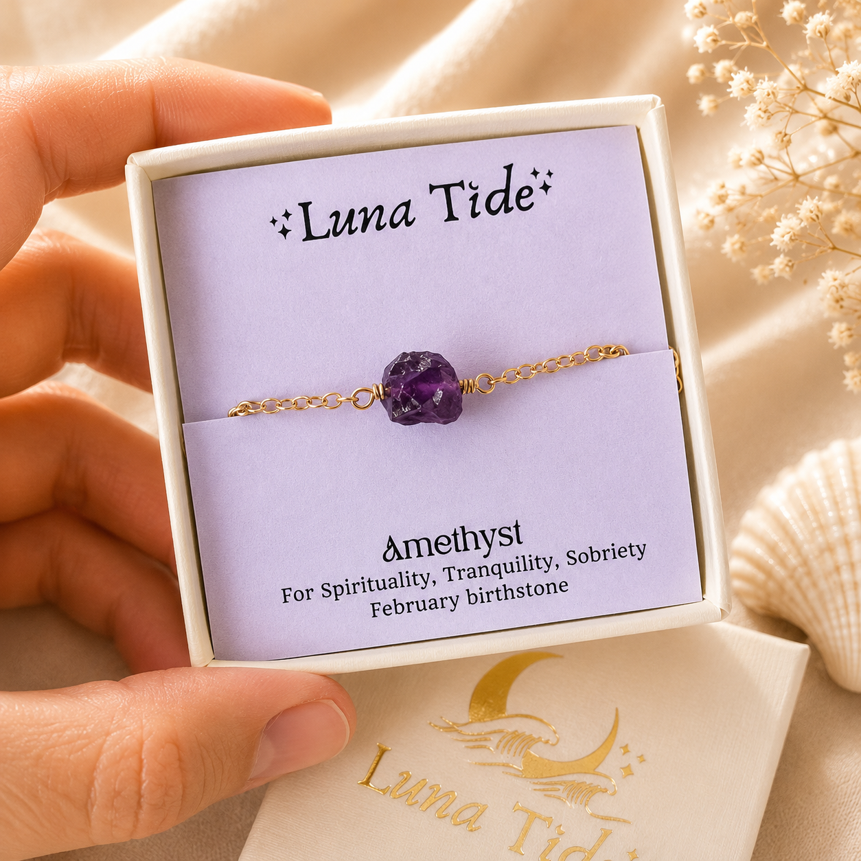Raw Amethyst Crystal Nugget Anklet