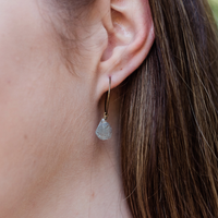 Bronze Raw Labradorite Gemstone Dangle Hoop Earrings