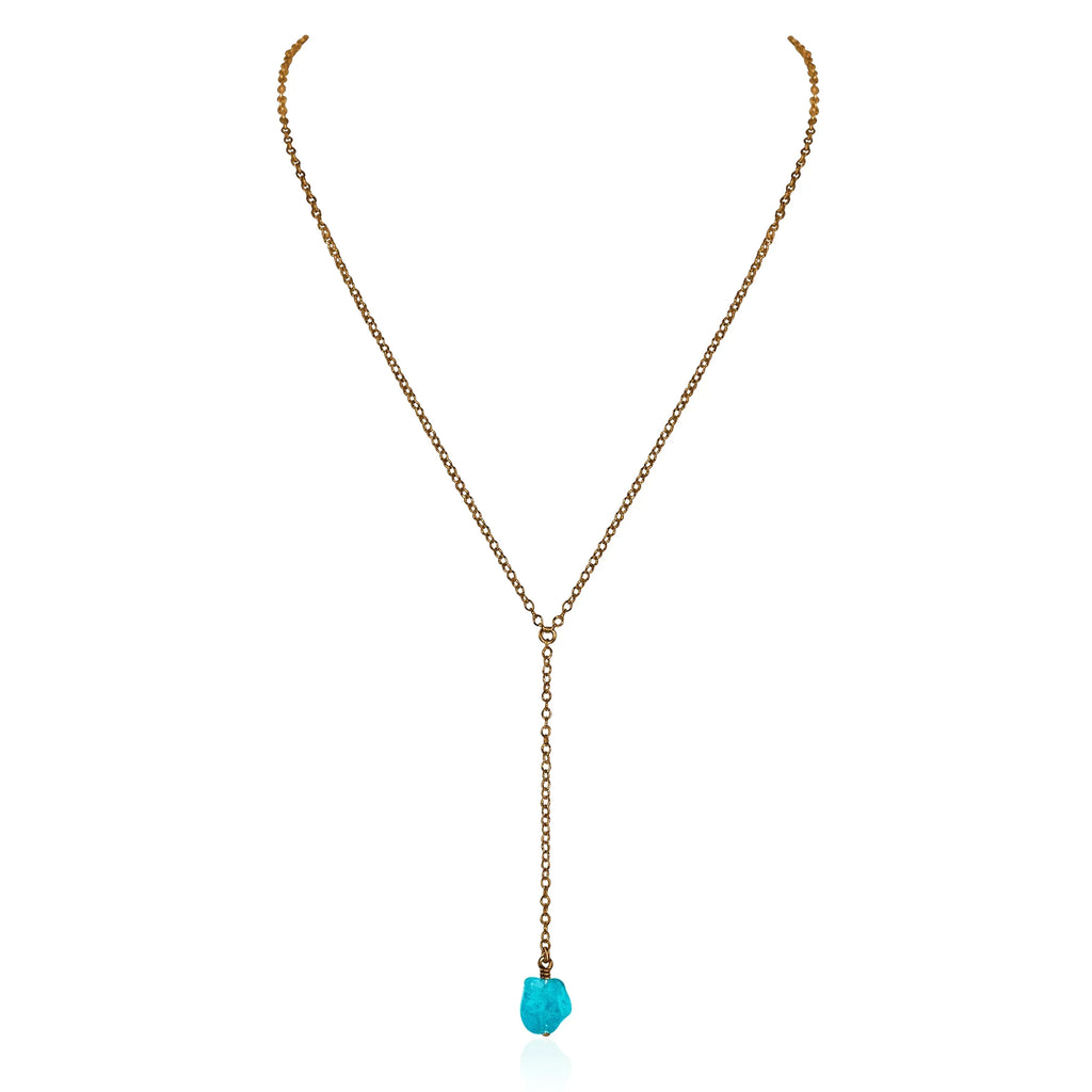 Bronze Apatite Raw Crystal Lariat Necklace