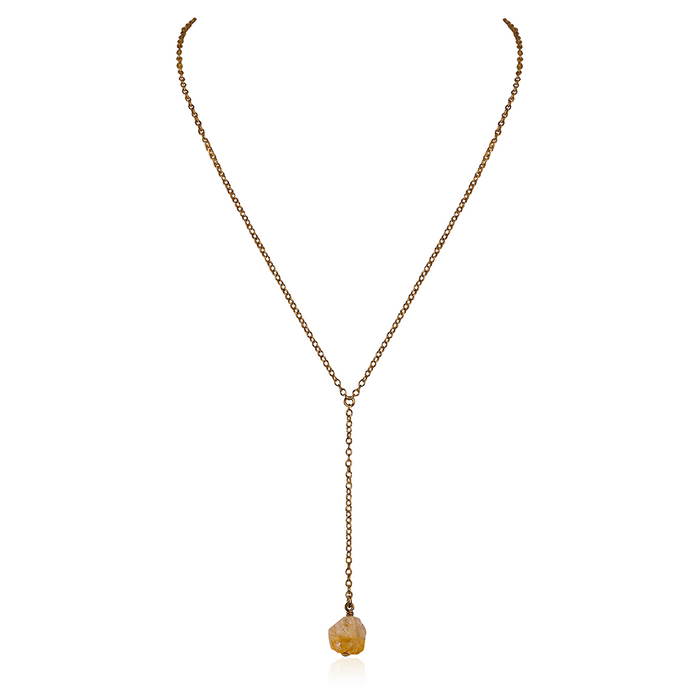 Bronze Citrine Raw Crystal Lariat Necklace