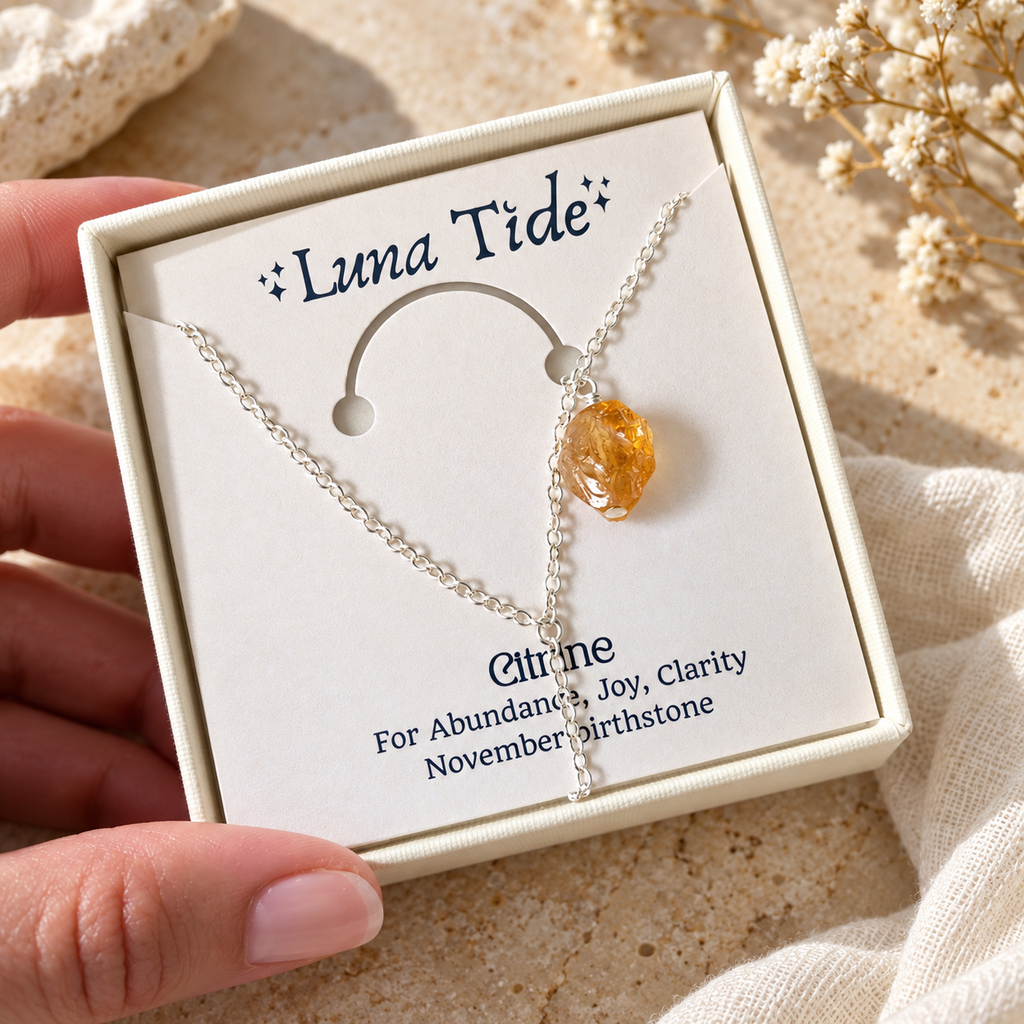 Raw Yellow Citrine Crystal Lariat Necklace