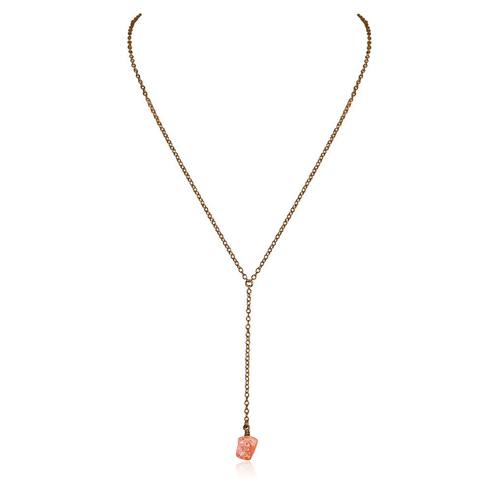 Bronze Sunstone Raw Crystal Lariat Necklace