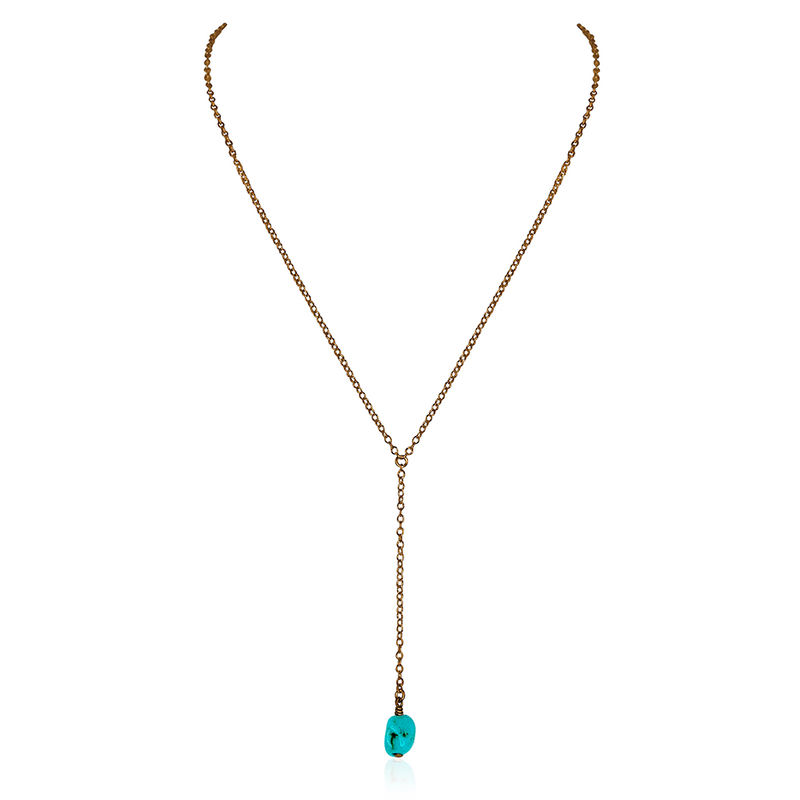 Bronze Turquoise Raw Crystal Lariat Necklace