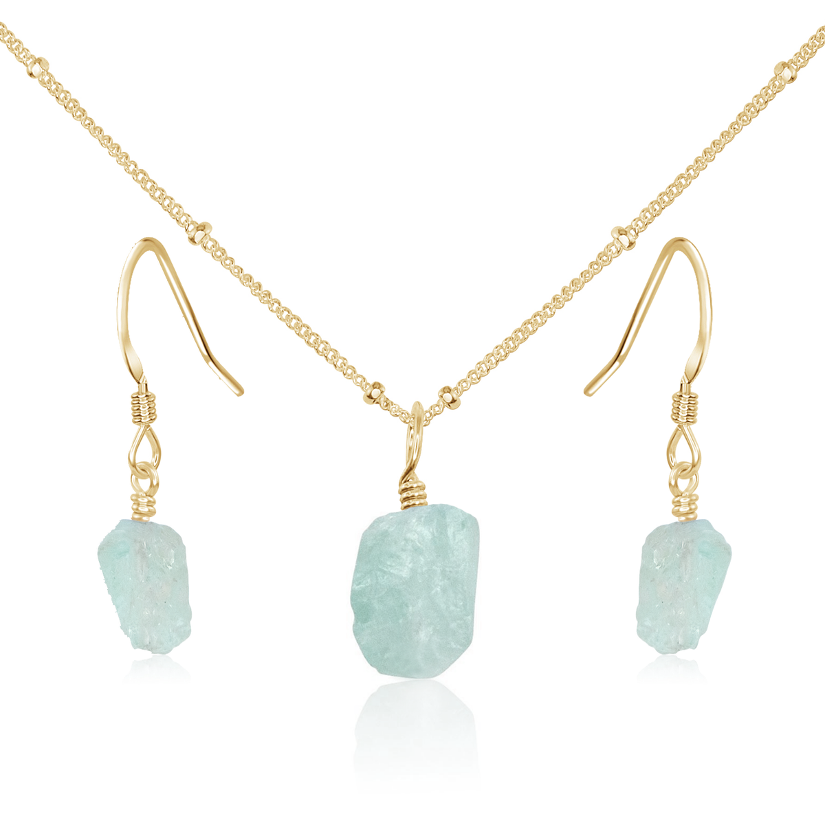 Raw Aquamarine Crystal Jewellery Set