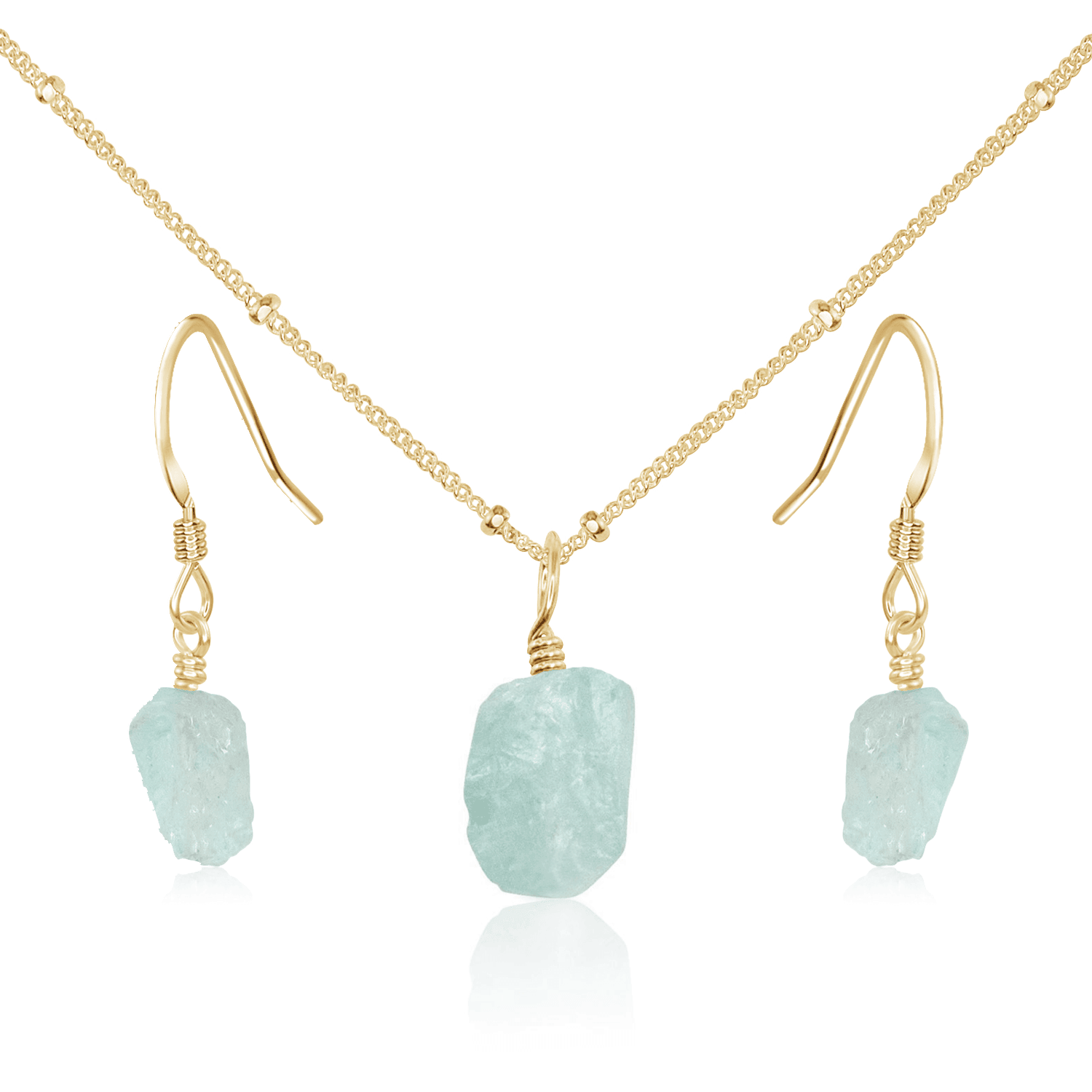Raw Aquamarine Crystal Jewellery Set