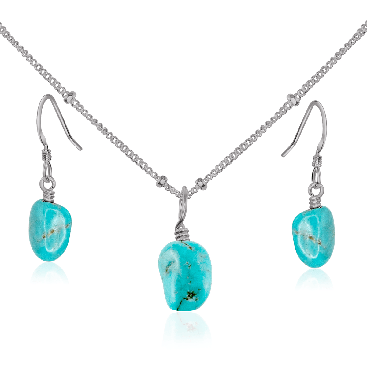Raw Turquoise Crystal Earrings & Necklace Set