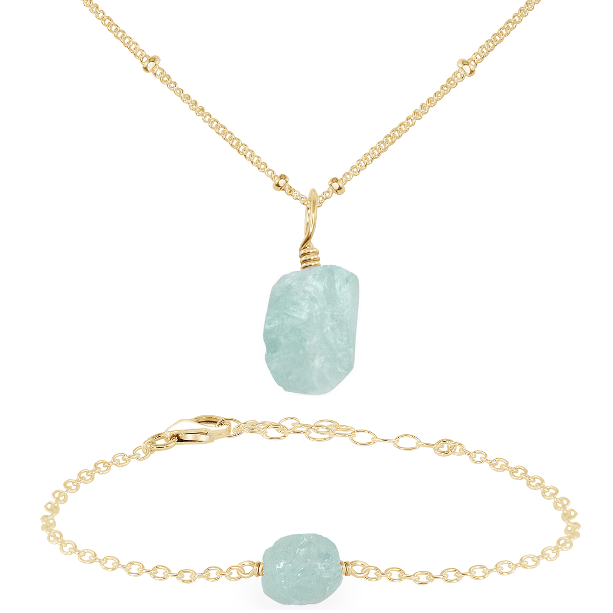 Raw Aquamarine Crystal Jewellery Set