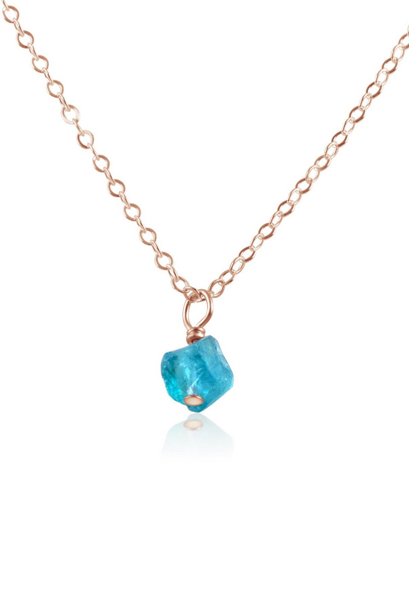 Raw Apatite Natural Crystal Pendant Necklace