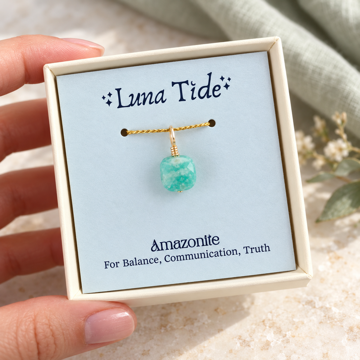 Raw Amazonite Natural Crystal Pendant Necklace