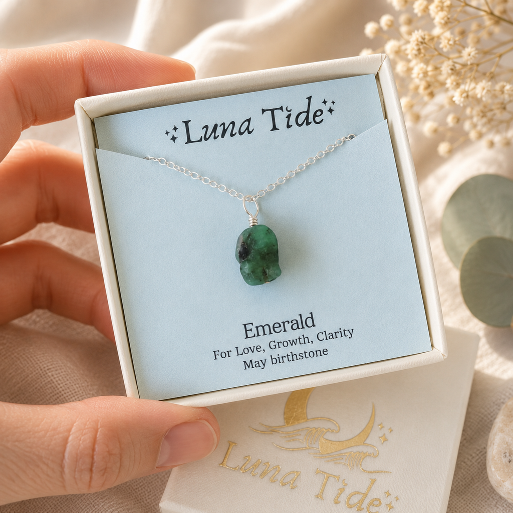 Raw Emerald Natural Crystal Pendant Necklace