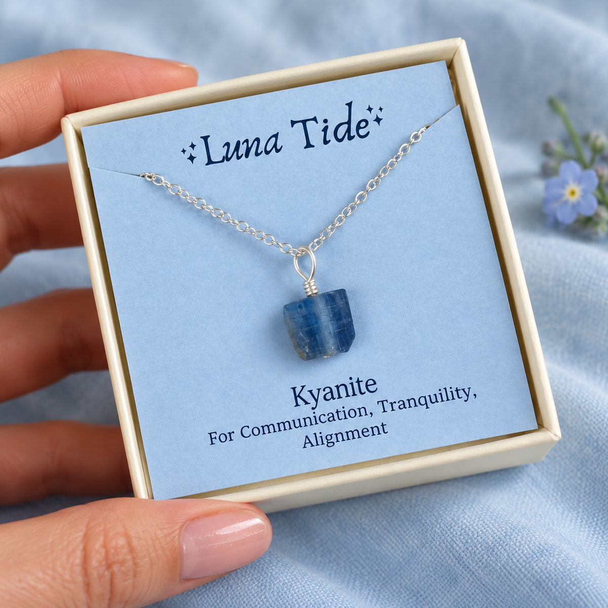 Tiny Rough Kyanite Gemstone Pendant Choker