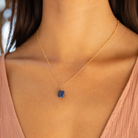 Tiny Raw Lapis Lazuli Pendant Necklace