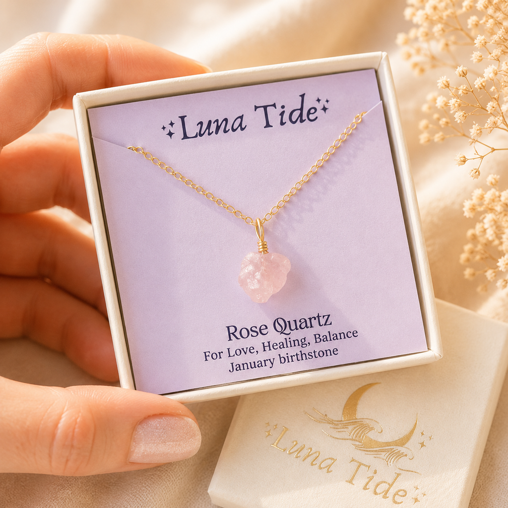 Raw Rose Quartz Natural Crystal Pendant Necklace