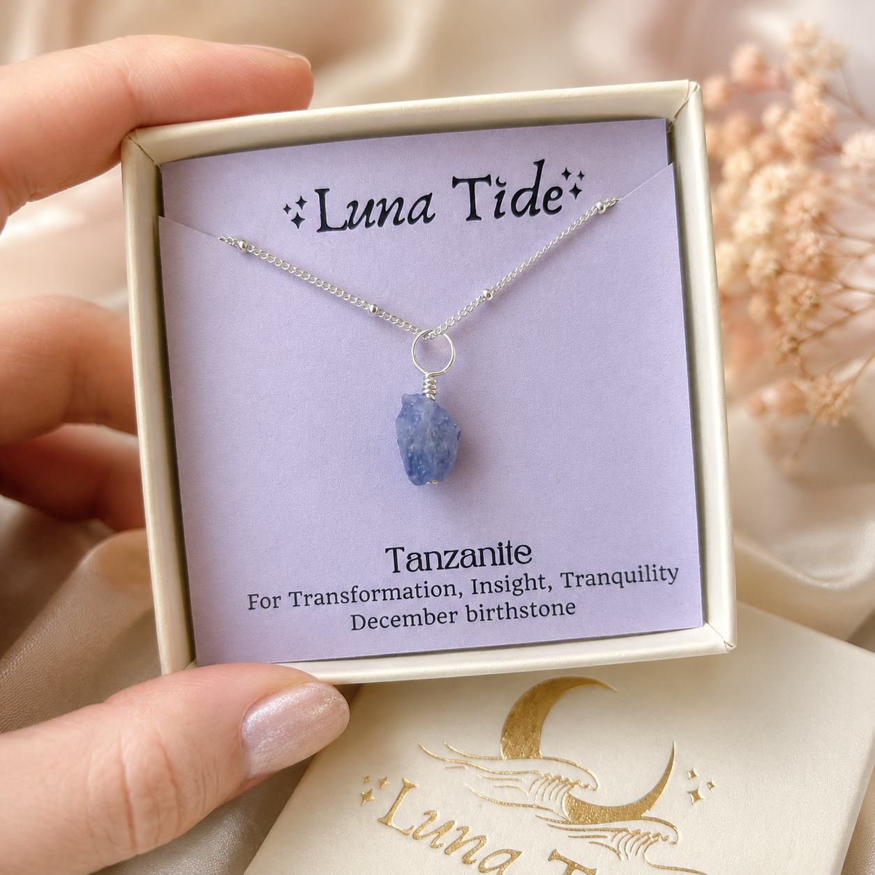 Raw Tanzanite Natural Crystal Pendant Necklace